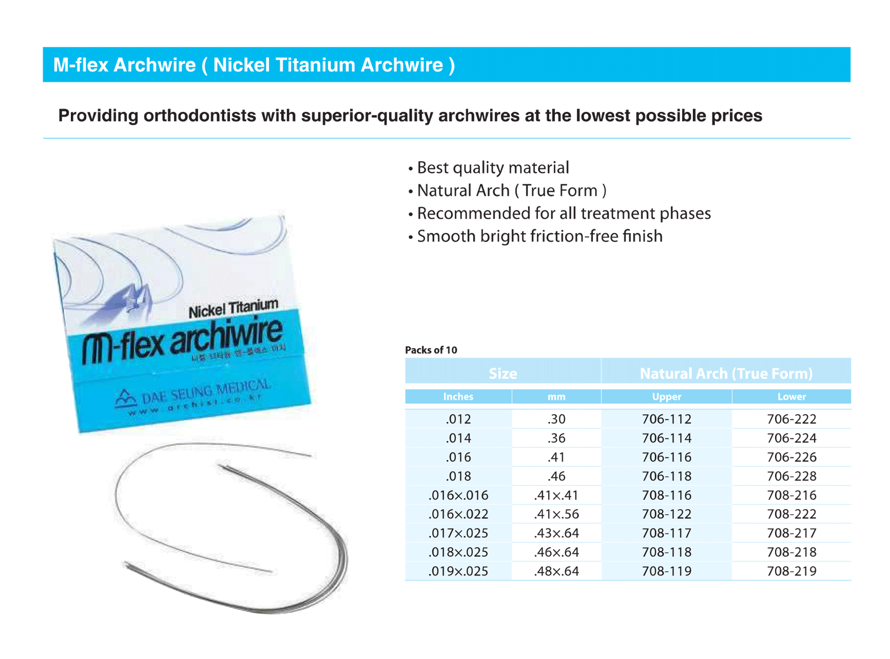 Natural Arch NiTi Archwires