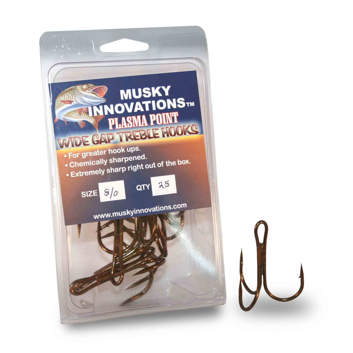 Mustad Treble Hook size 8 (5 pack) 3551BR-8-5