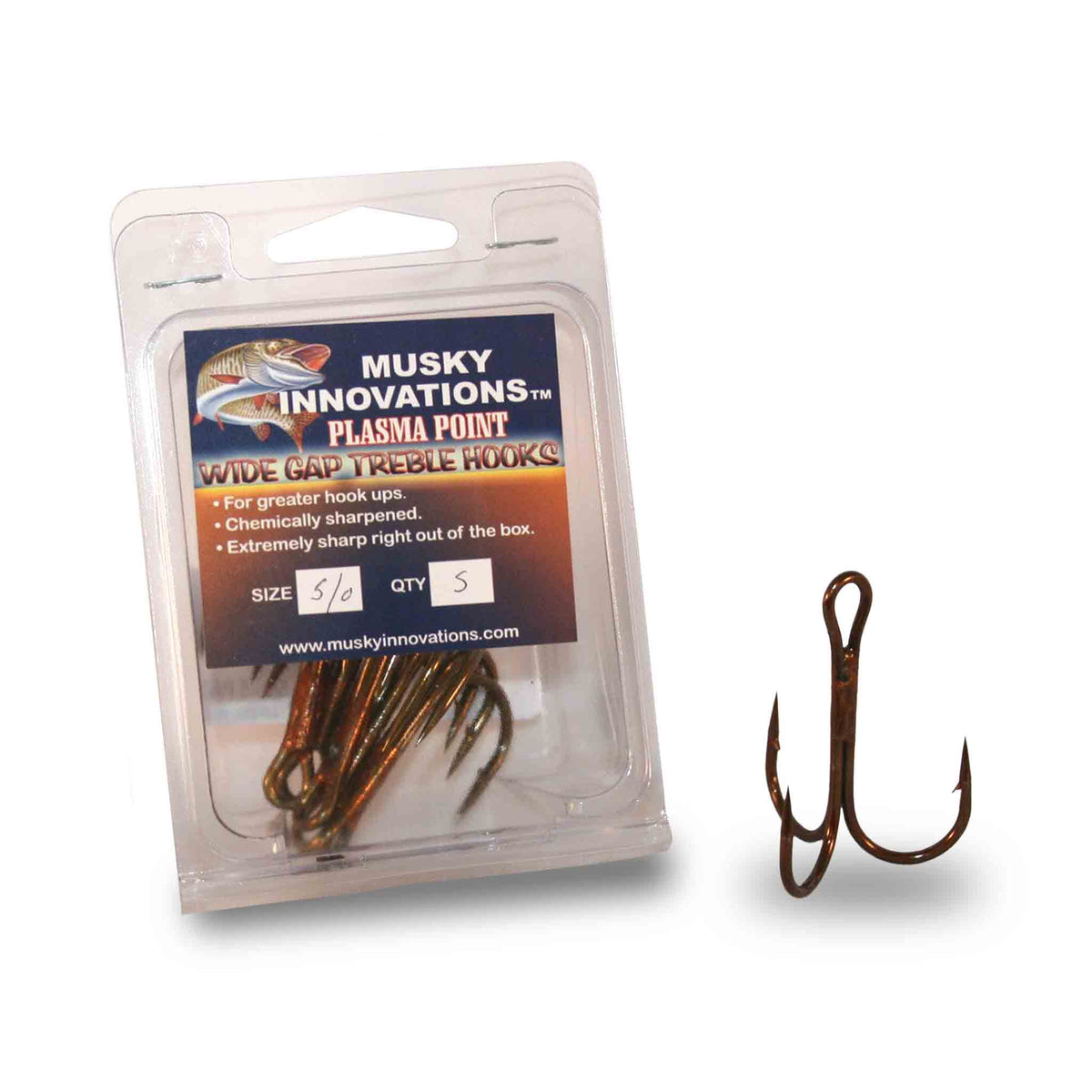Mustad® 3551-GL-10-25 - 10 Size Gold Treble Hooks, 25 Pieces 