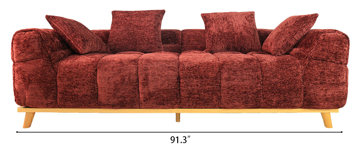 San Marino 3 Seater Cloud Fabric Sofa-Red