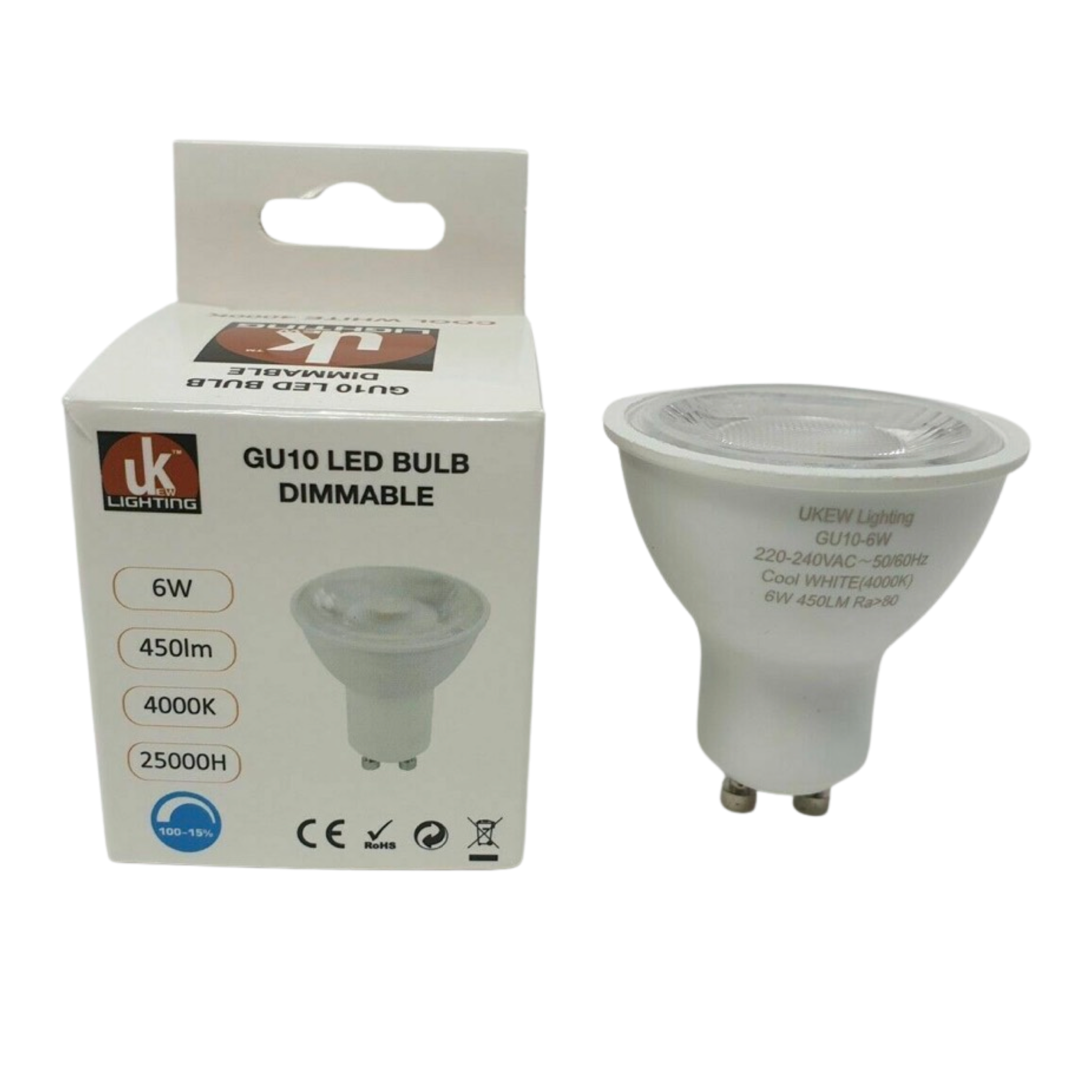 Officier Verlaten uitzending Dimmable GU10 6W LED Spotlight Lamp Bulbs White 4000K/6500K pack of 10 |  Light fixtures UK