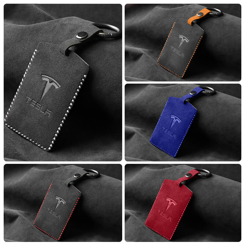 Alcantara Key Card Holder for Tesla Model 3/Y (2017-2023)-EVAAM Red / Model 3
