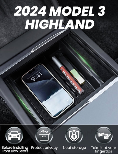 2024 Model 3 Highland Mittelkonsolen-Organizer-Tablett für Arm