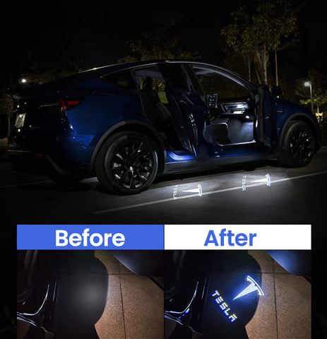 EVAAM® Ultrabright Puddle Light für Tesla-Zubehör – vorher nachher