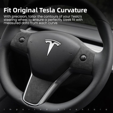 Alcantara Tesla Steering Wheel Wrap Cover Kit for Model 3/Y  (2017-2023)-EVAAM®