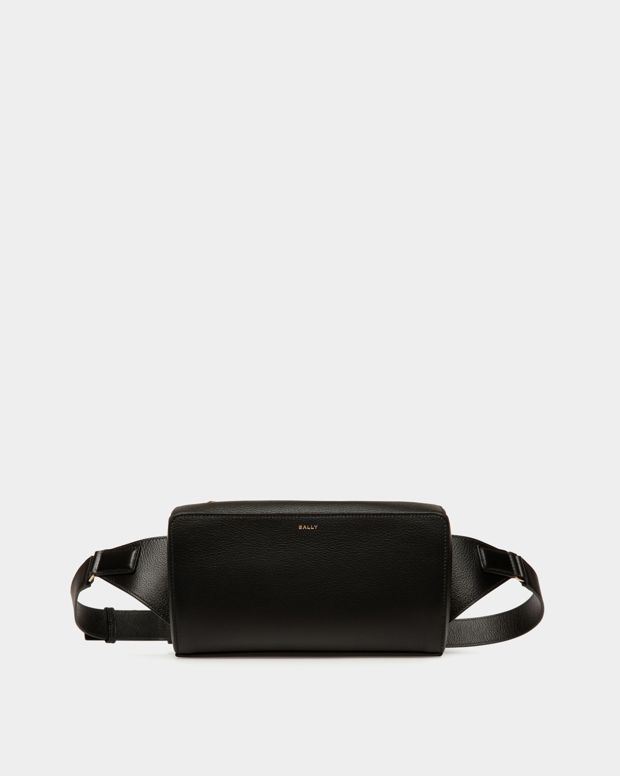 Arkle | Men's Belt Bag in Black Grained Leather | Bally | Still Life Front