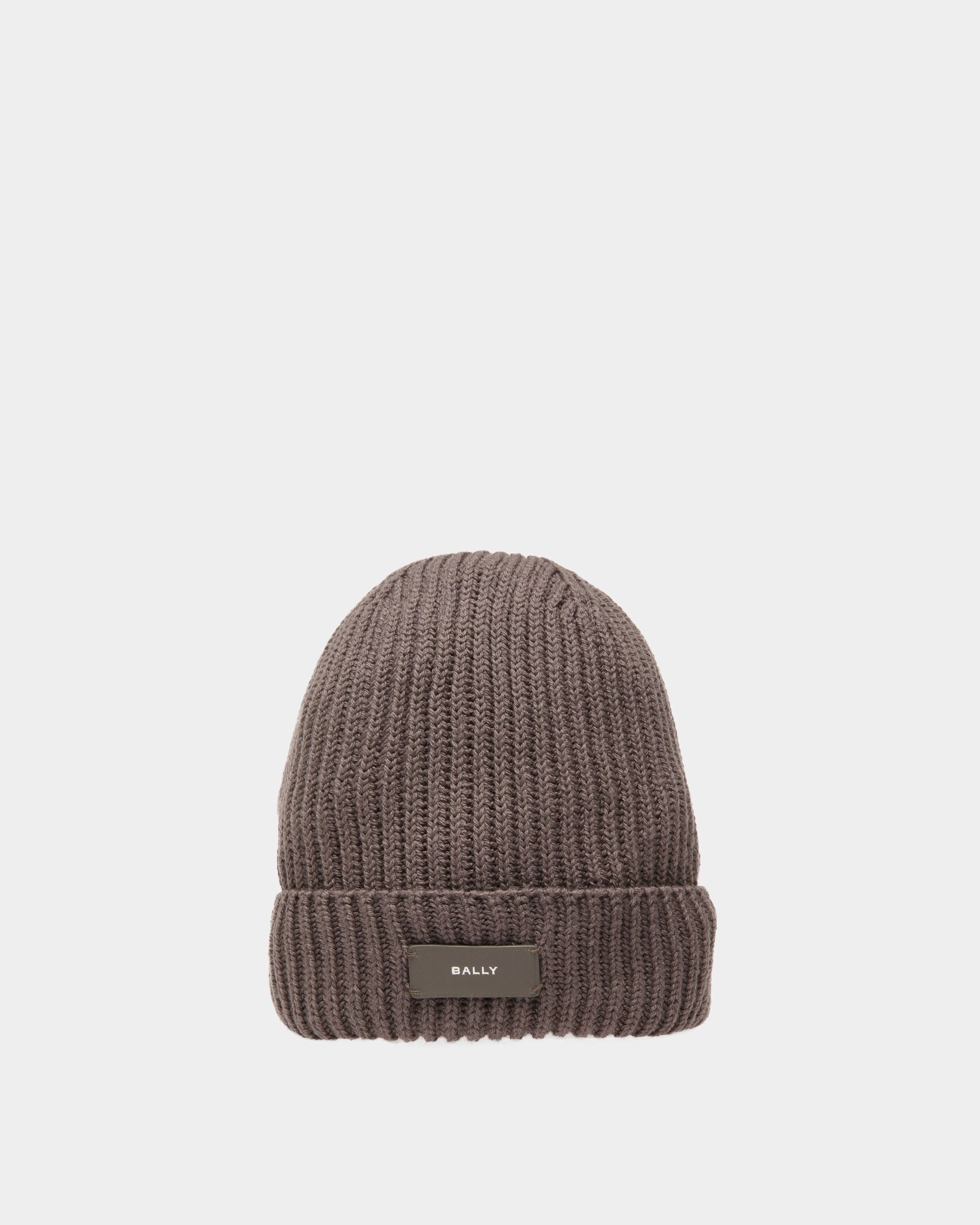 Ribbed Beanie Hat | Men's Hat | Dark Mineral Wool | Bally | Still Life Front