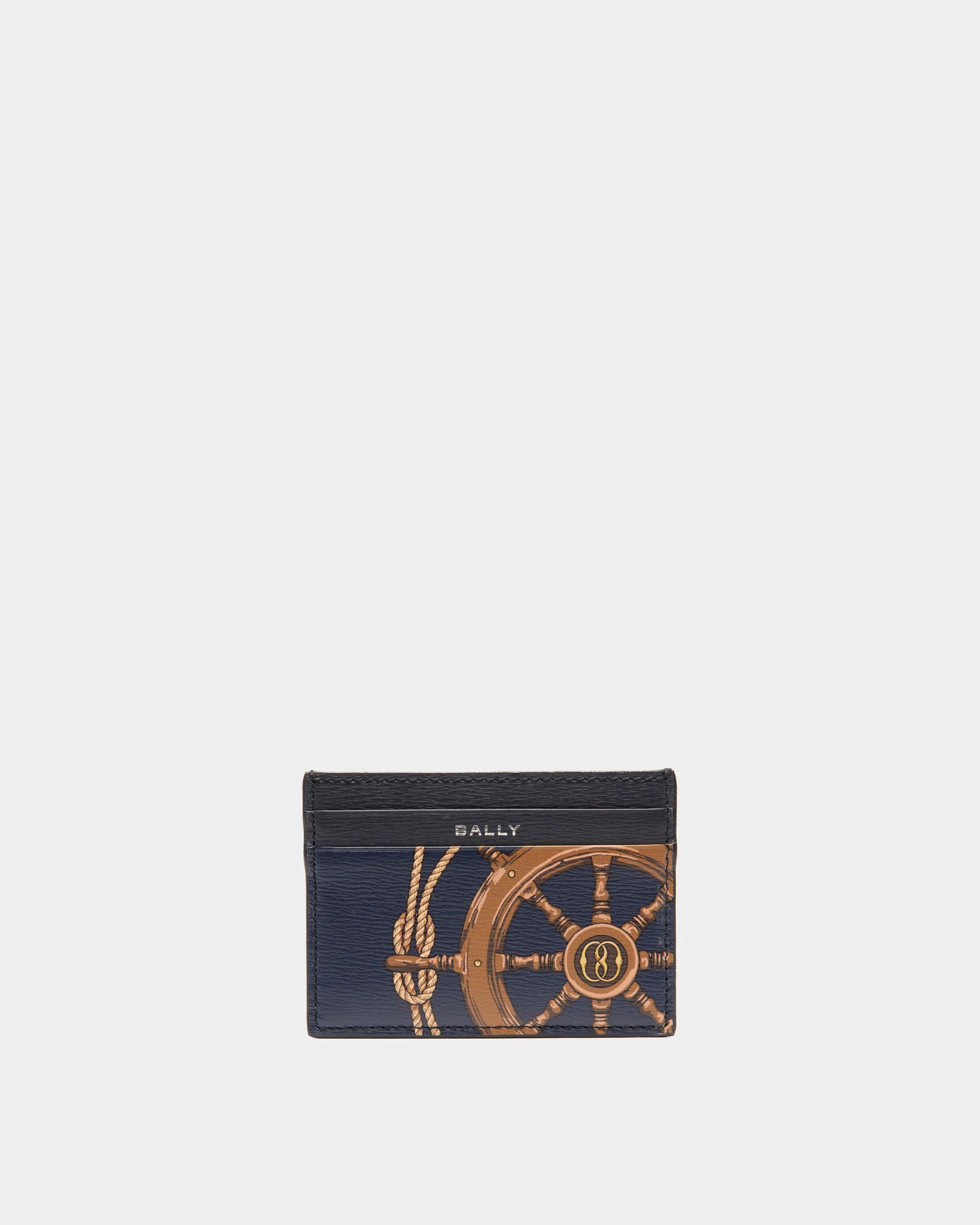 Men's Crossing Card Holder in Blue Leather | Bally | Still Life Front