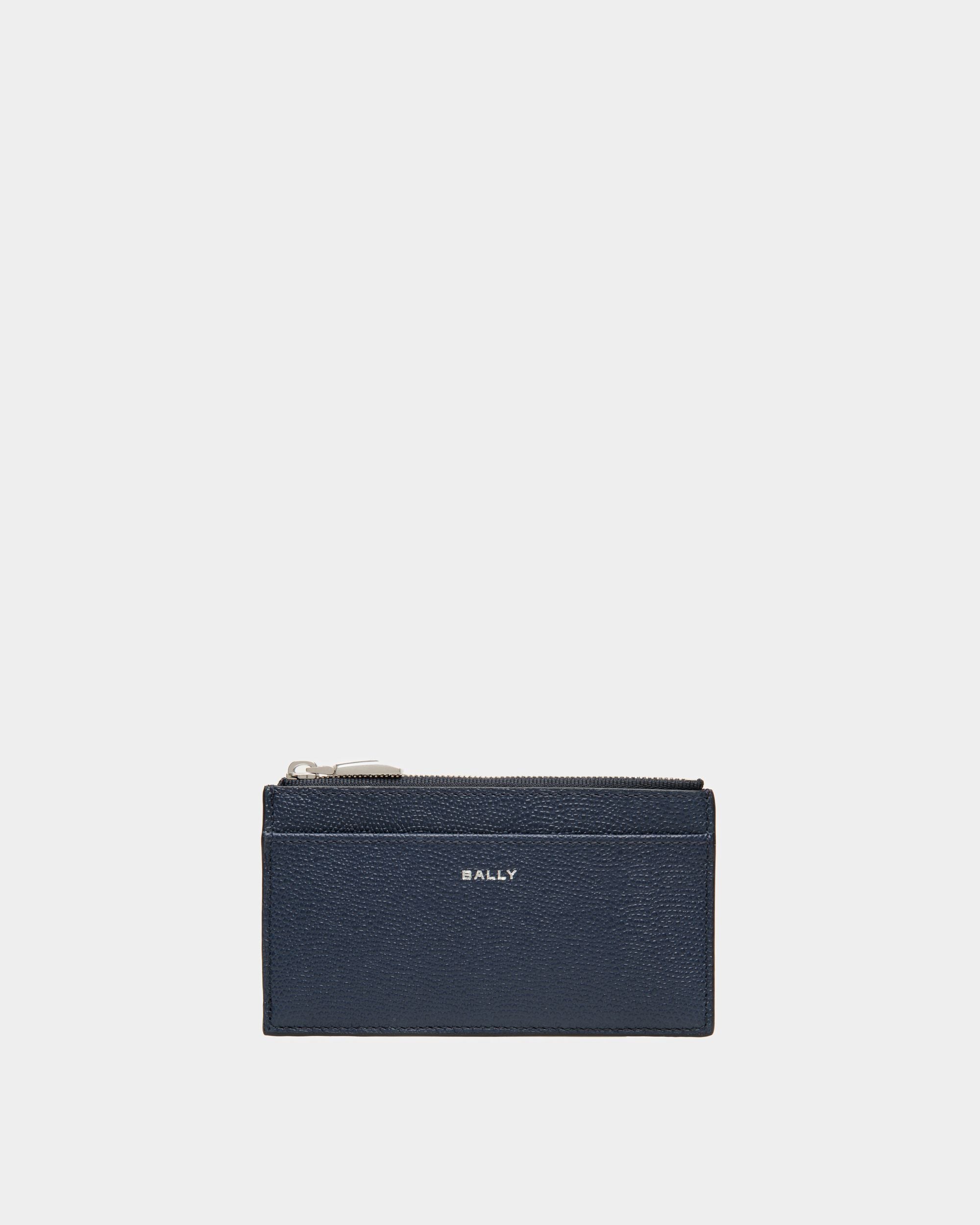 Men's Flag Coin & Card Holder in Blue Leather | Bally | Still Life Front