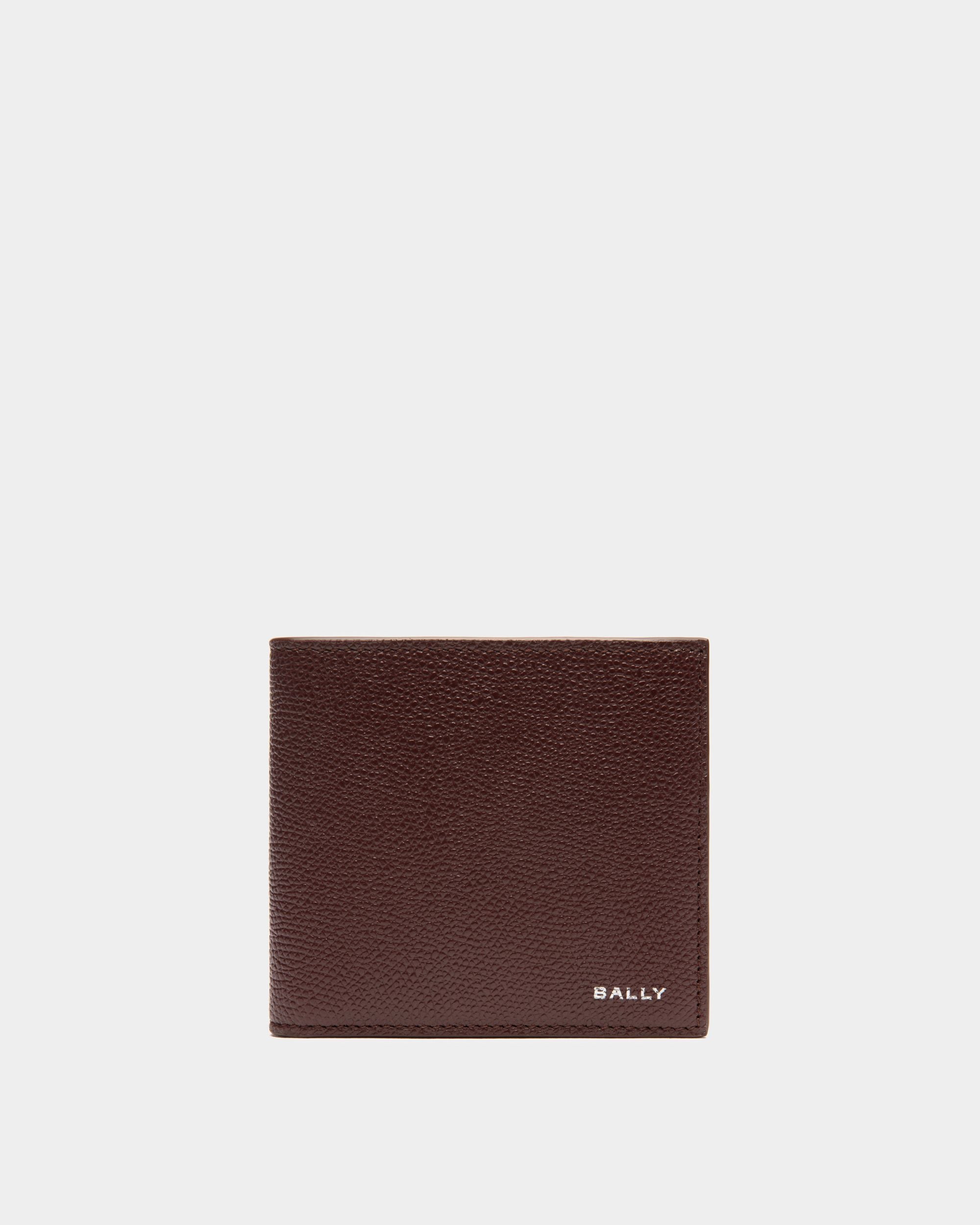 Men's Flag Bifold Wallet In Chestnut Brown Grained Leather | Bally | Still Life Front