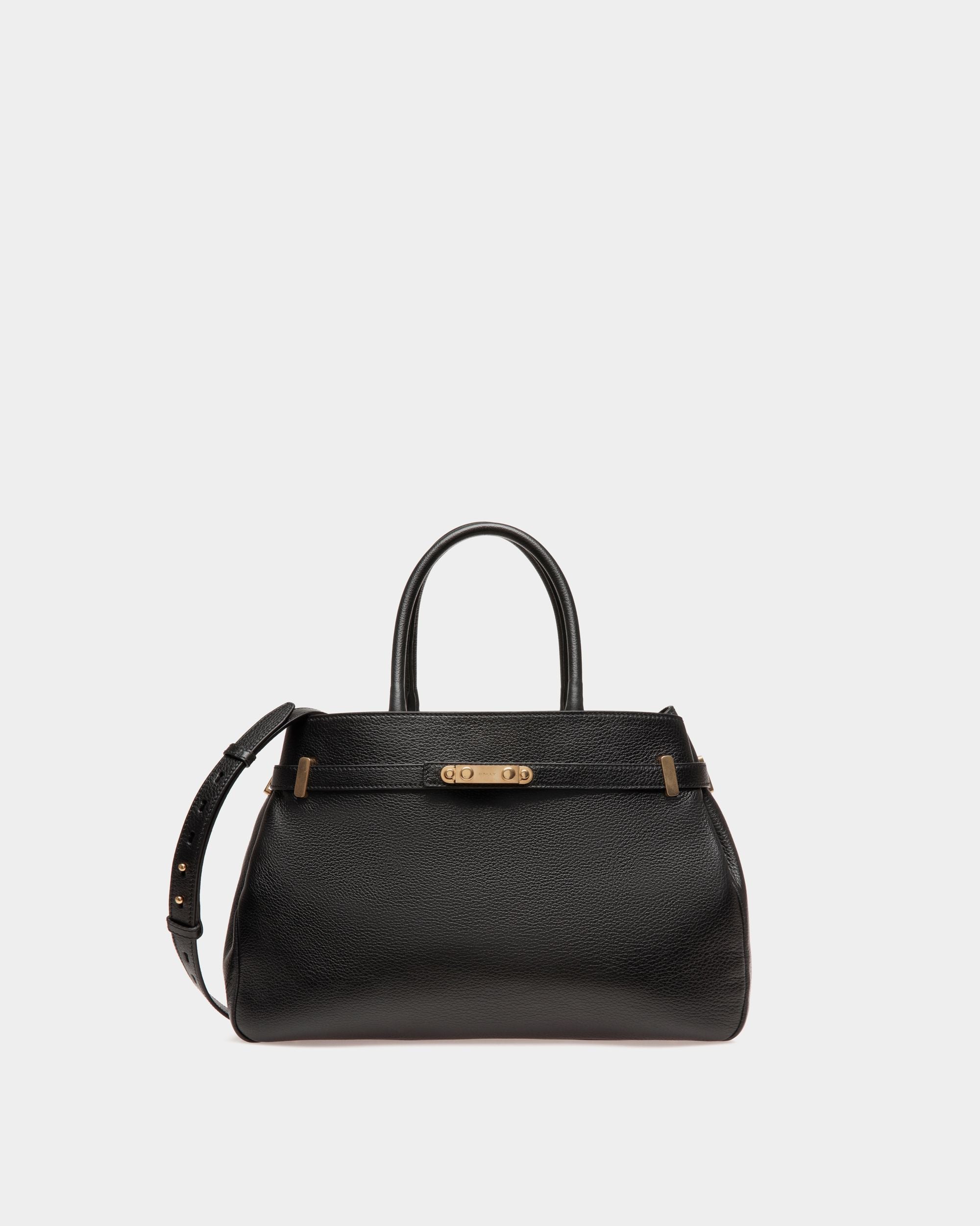 Women's Carriage Tote Bag in Black Leather | Bally | Still Life Front