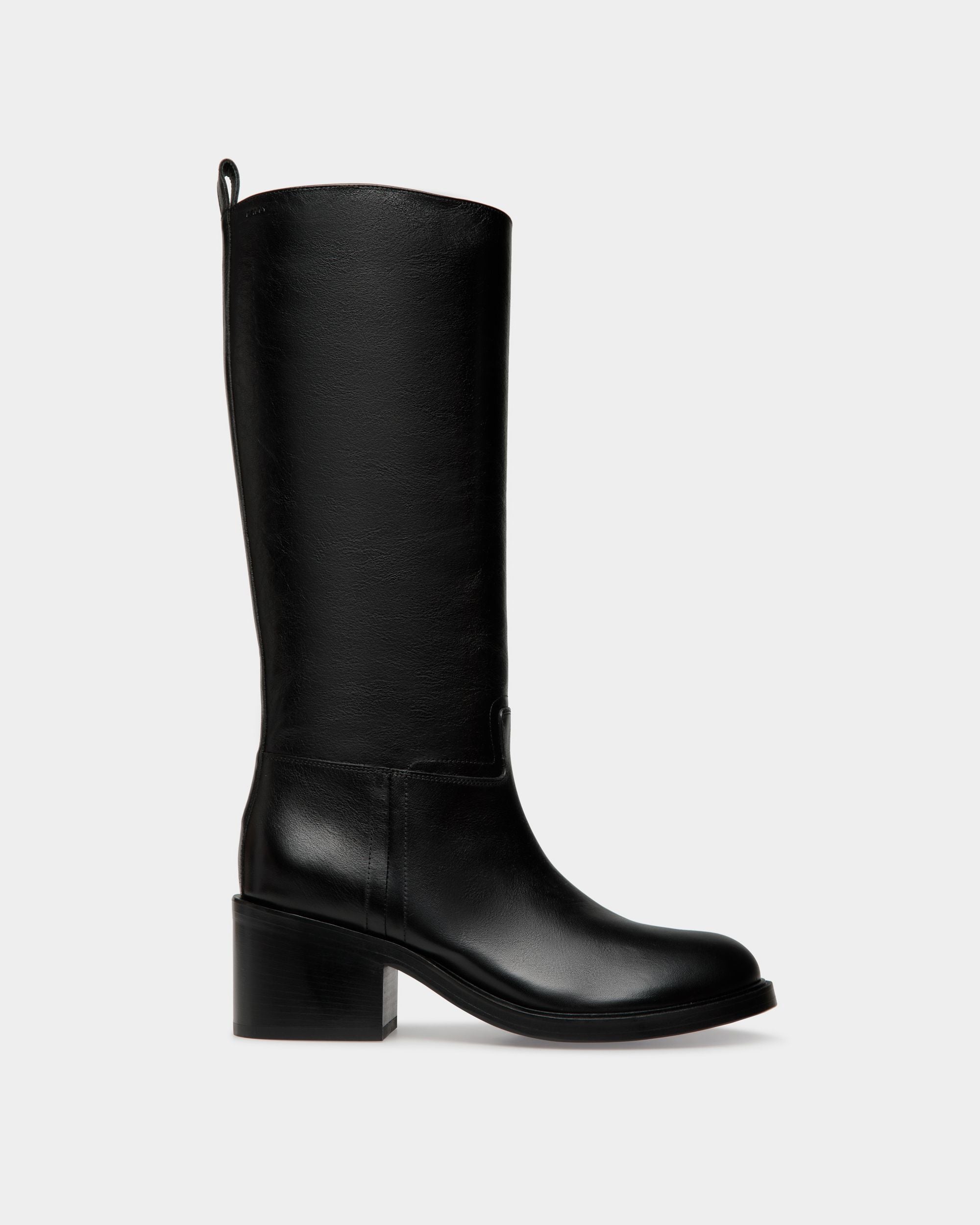 Women's Peggy Boot in Black Leather | Bally | Still Life Side