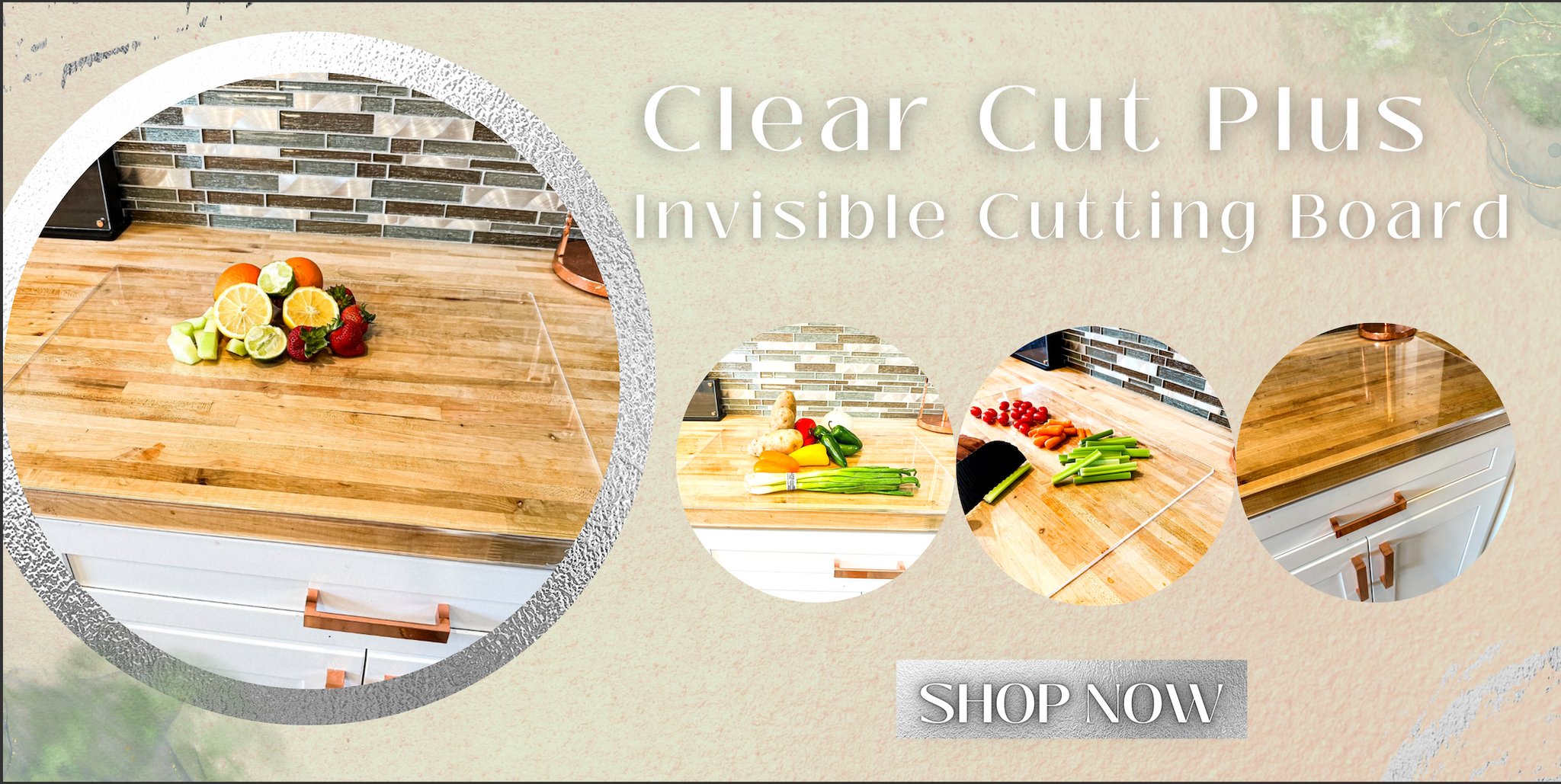  Clear Cutting Board for Kitchen with Lip with Non Slip 24 Wide  x 18 Long AZM Displays: Home & Kitchen