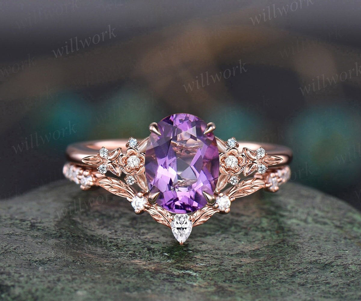 Spectacular 18ct White Gold Amethyst and Diamond Ring – SIZE N 1/2 – Eloise  Jewellery