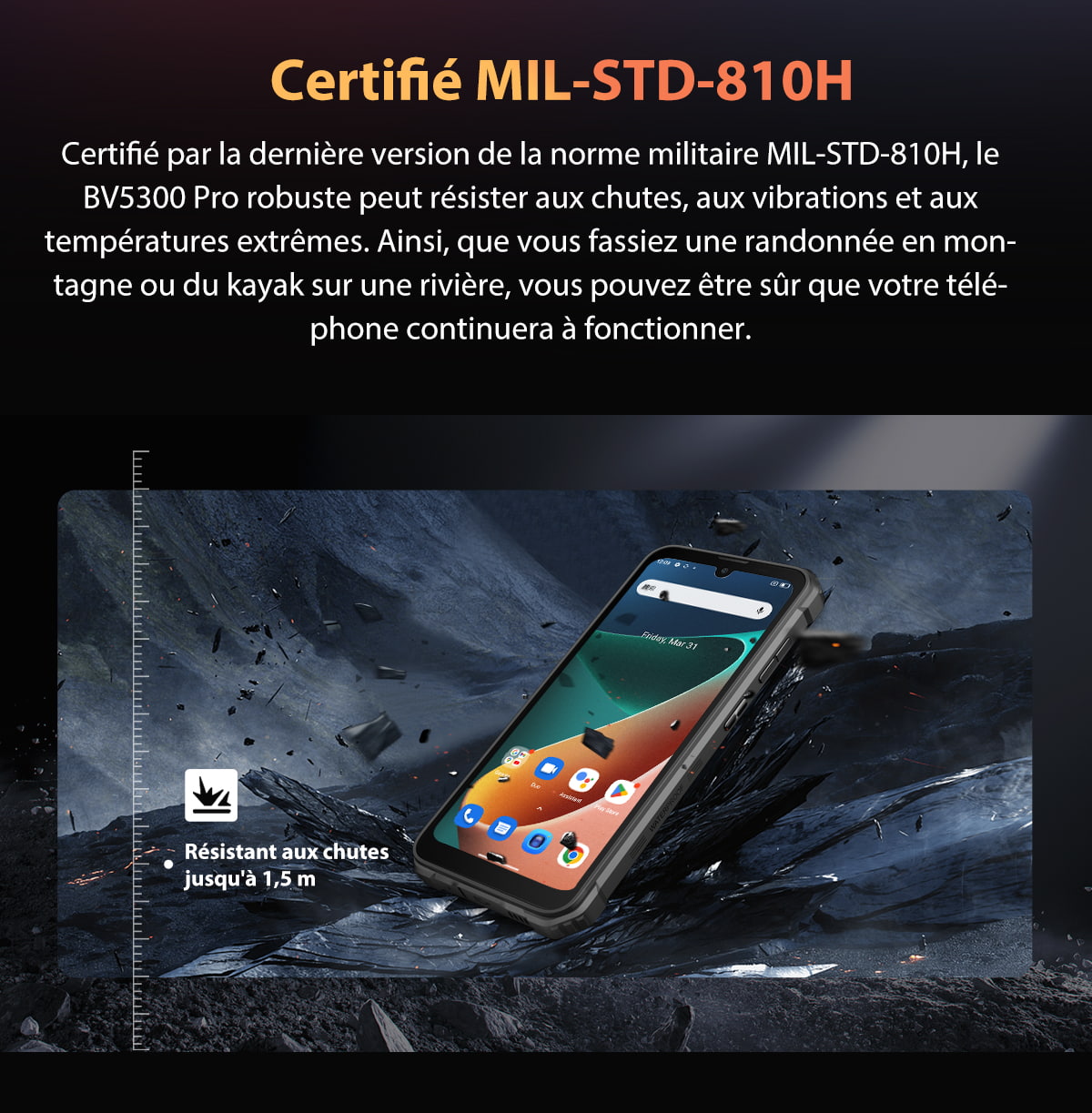 40€ sur Blackview BV5300 Pro Téléphone Portable Incassable 4G 6.1