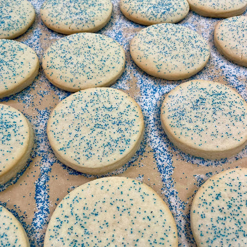 Tillie's Sugar cookies with blue sprinkles