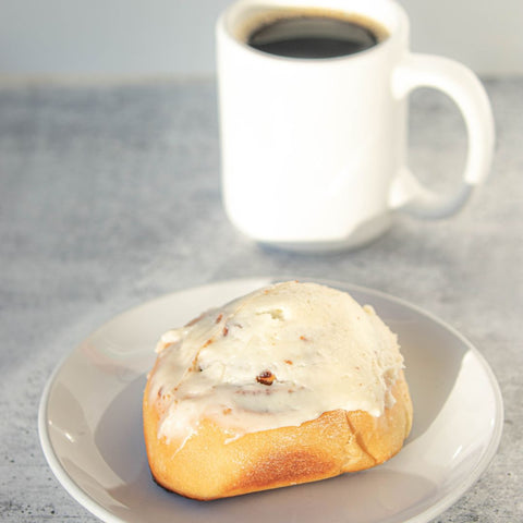 cinnamon roll and coffee