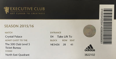 Manchester United Printed Ticket