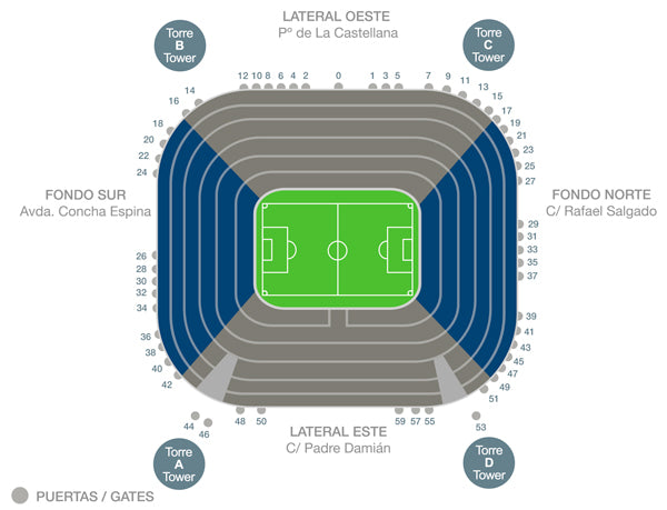 Mapa Puertas Santiago Bernabeu