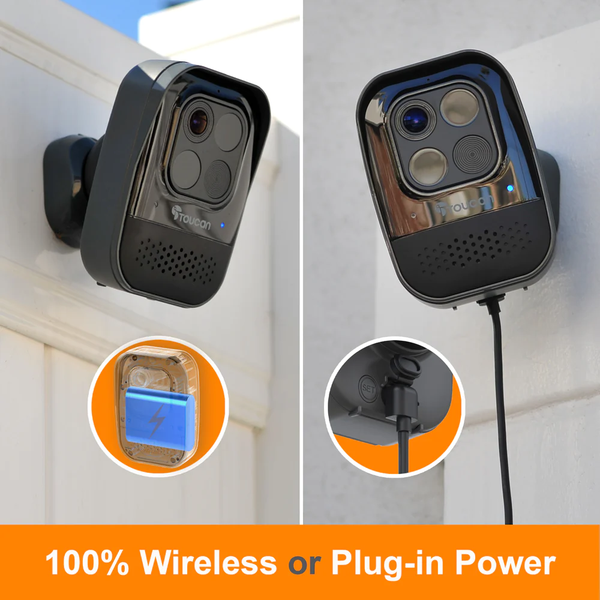 The Toucan Wireless Security Camera PRO can be wireless or with plug-in power
