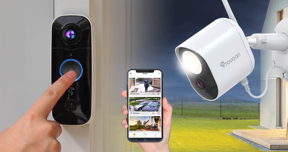 toucan security floodlight camera, video doorbell