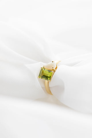 Unique Opal and Peridot Gemstone Ring 