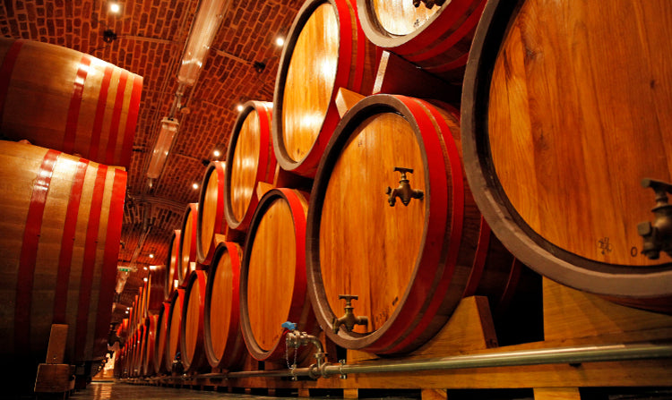 Photograph of wooden barrels