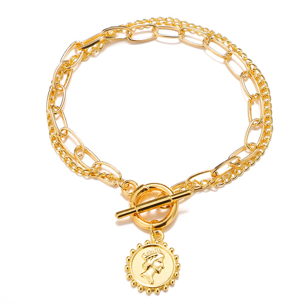 Aveuri Fashion Punk Hip Hop Gold Color For Women Cuban Thick Twisted Bracelets Bangles Charm Metal Bracelets Jewelry 2022