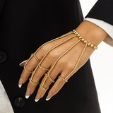 AVEURi 2022 Punk Gold Color Chain Lock Key Wing Charm Bracelet Women Men Ring Set Couple Fashion Tassel Chain Jewelry Pulsera Mujer