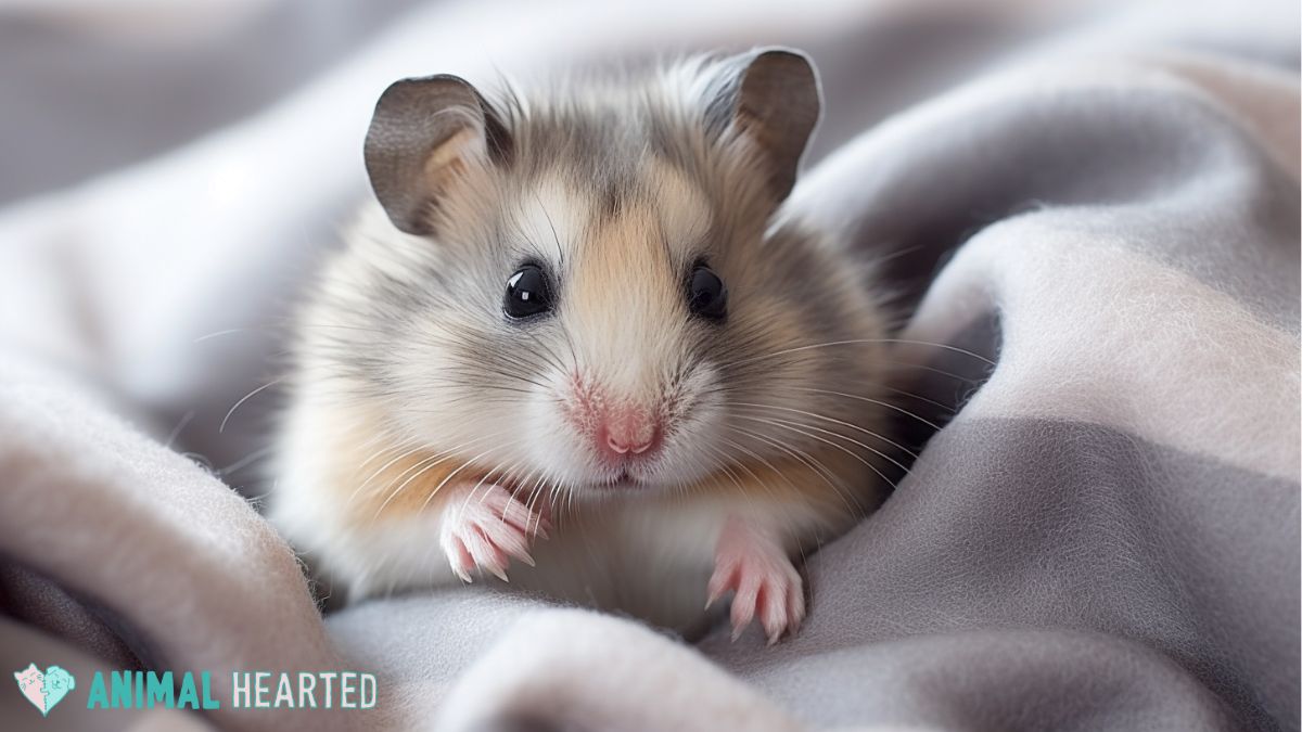 gray dwarf hamster on gray bedding