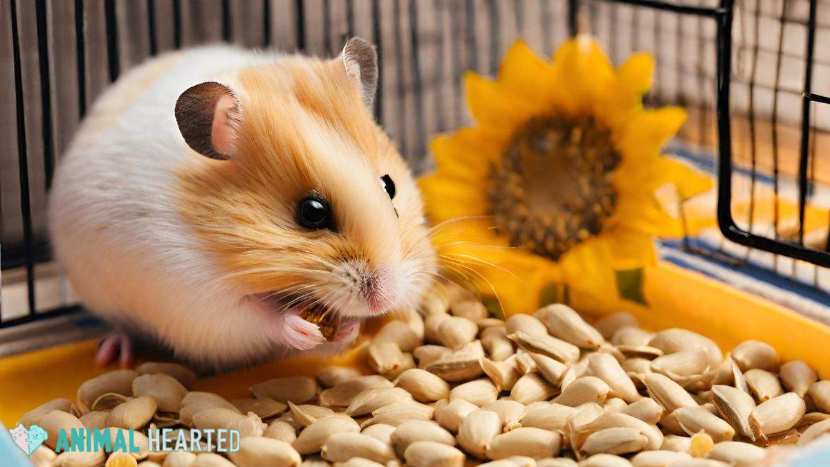 hamster eating sunflower seeds