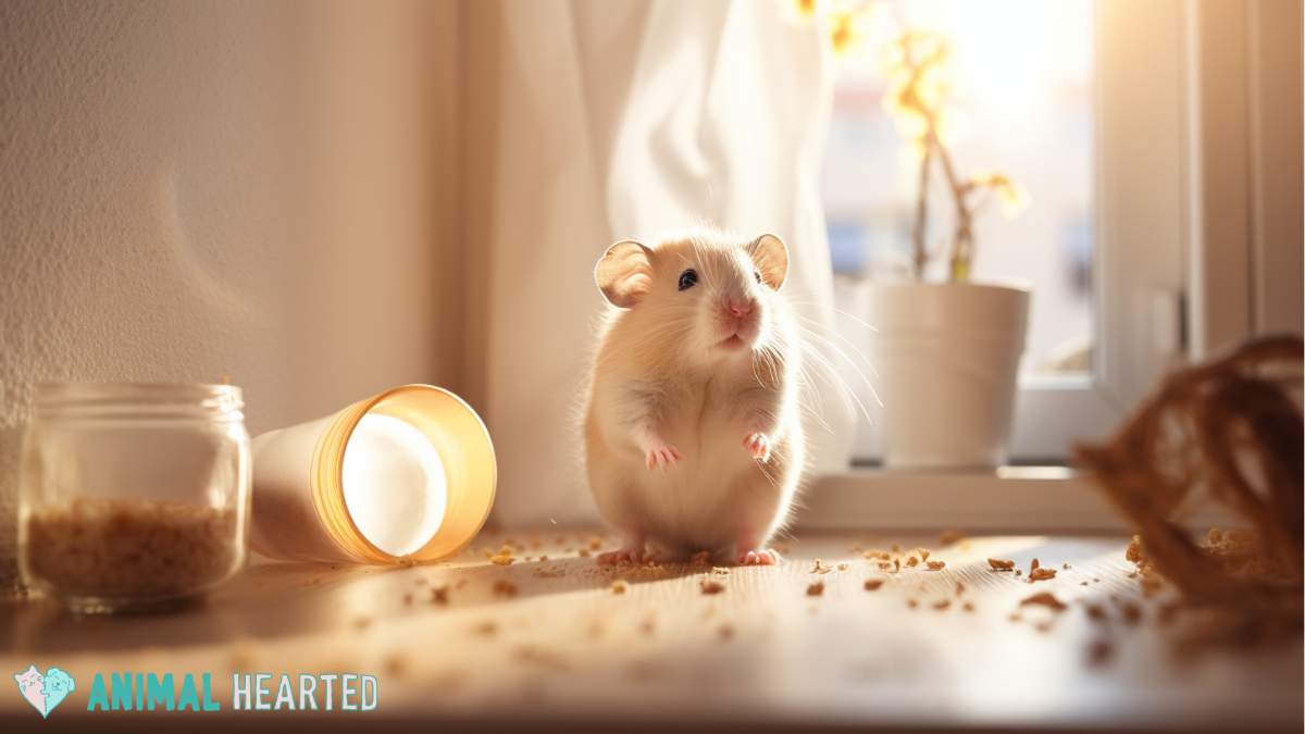 hamster on a dirty table