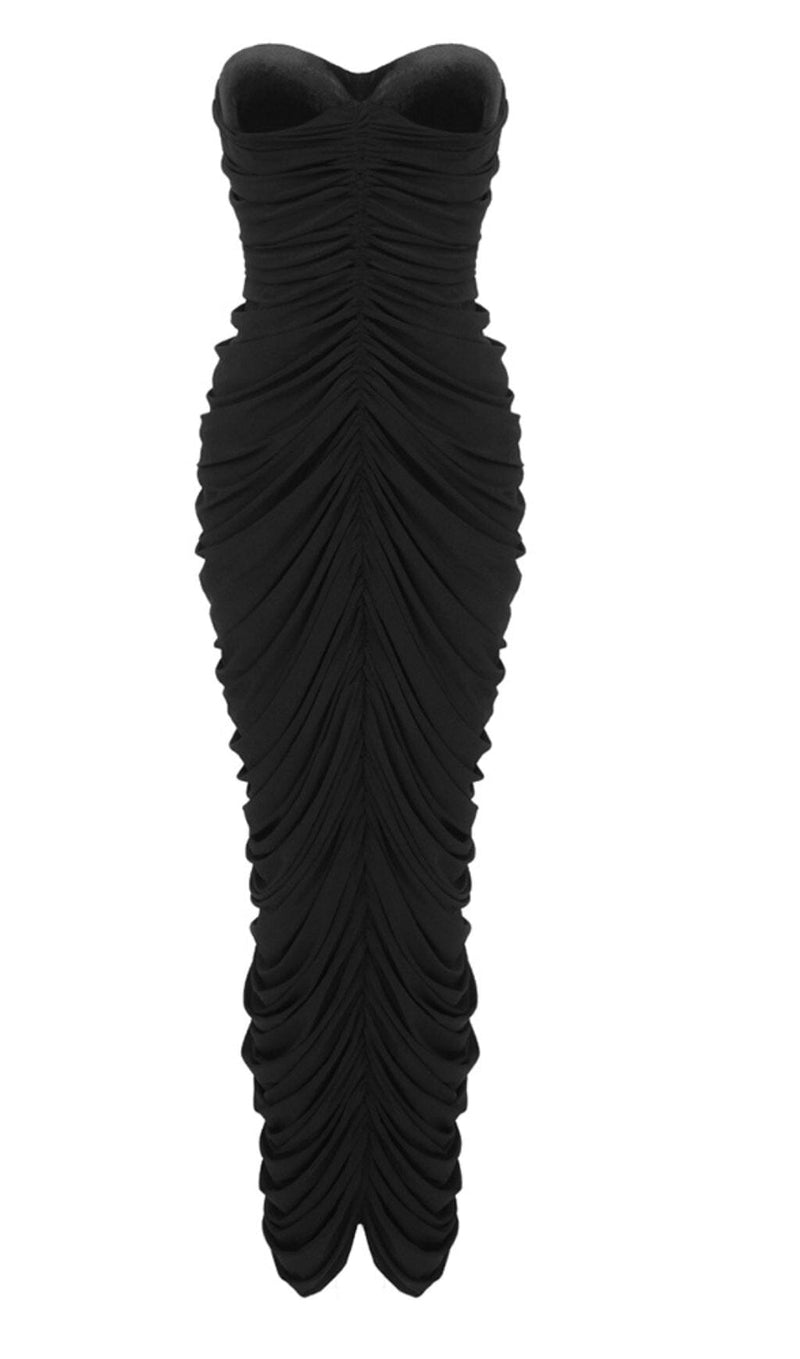 STYLEOFCB WOMEN STRAPLESS PLEATED DRESS IN BLACK-maxi dresses-long ...