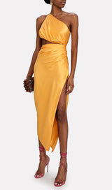 One-Shoulder Silk Satin Midi Dress styleofcb 