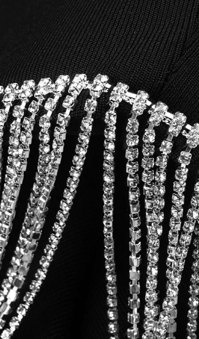 DIAMOND TASSEL KNITTED DRESS IN BLACK styleofcb 
