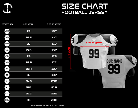 Football Jersey Size Chart – Teamtime