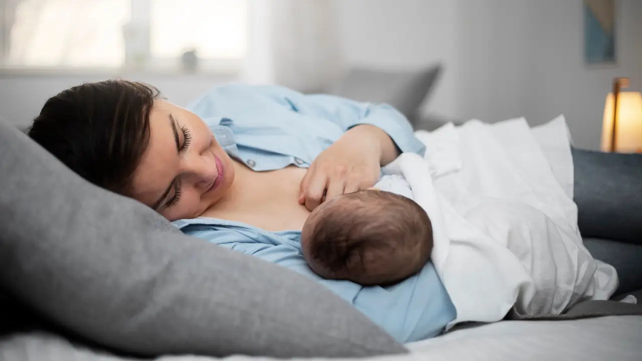 Side laying position to breastfeeding