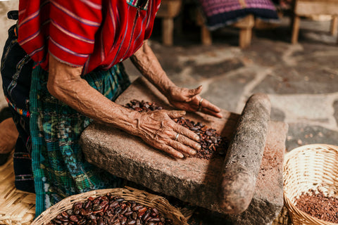 abuelita Magdalena preparing Cacao