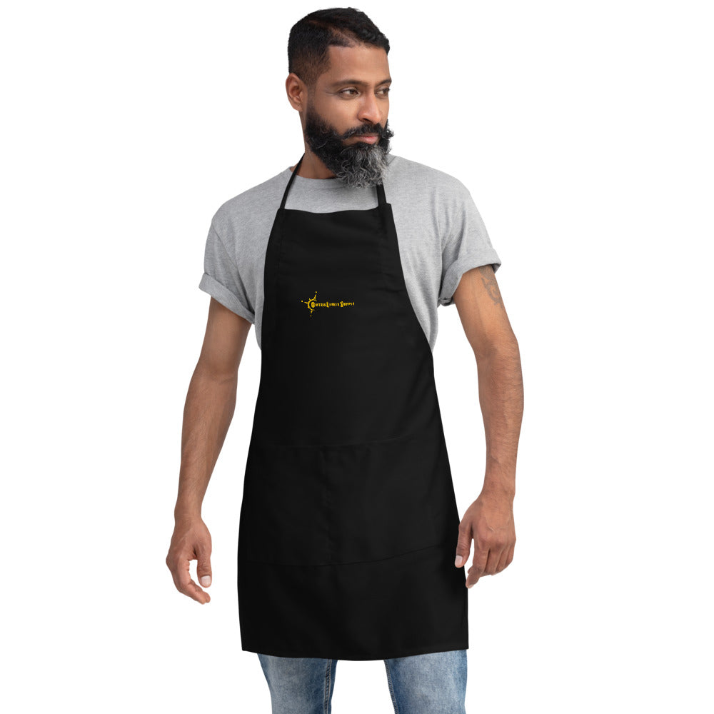 Outer Limit Supply Classic Gold Embroidered Black Apron - Outer Limit Supply product image