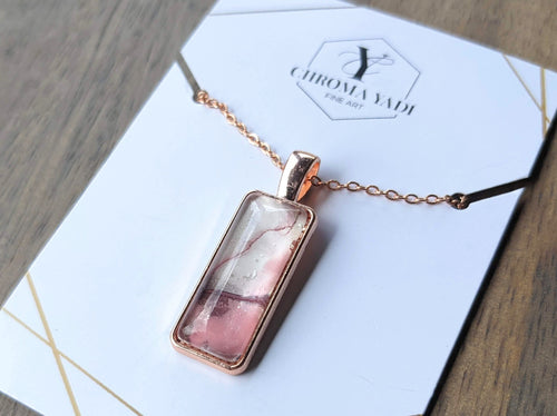 Pink and silver alcohol ink pendant necklace – Chroma Yadi