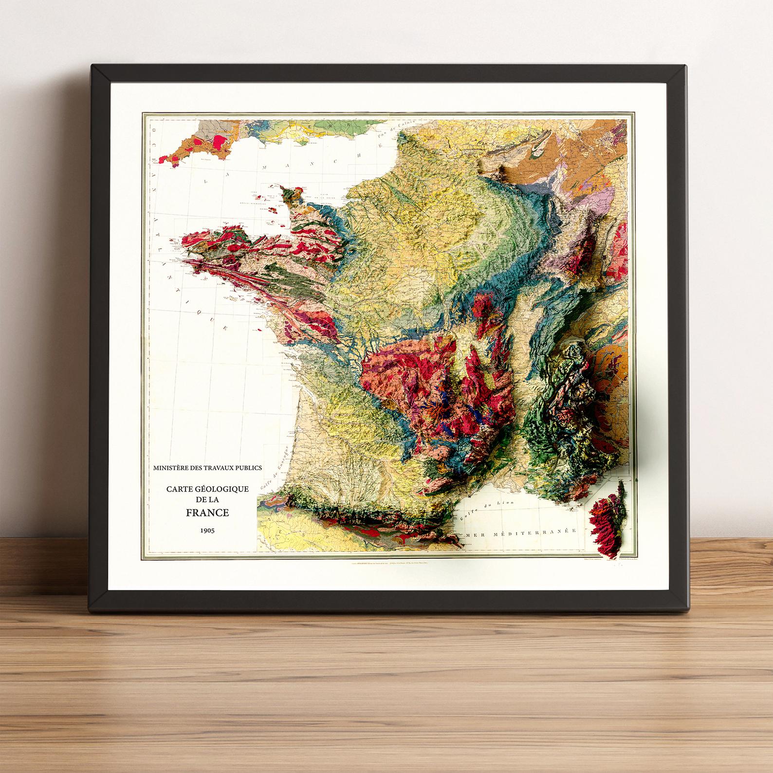 Image showing a vintage relief map of France