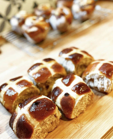 Freshly baked Hot Cross Buns, toasted with loads of butter…