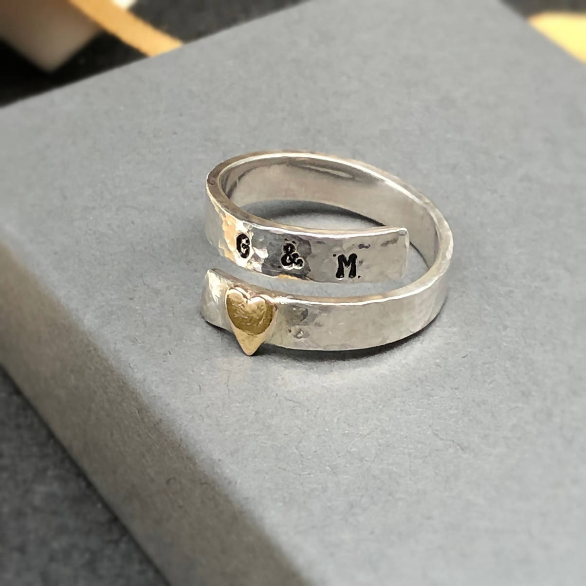 Adjustable Personalised Sterling Silver %27Initials%27 Wrap Ring