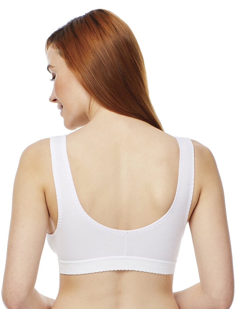 Elbourn 1Pack Sports Bra Front Closure Women Sports Bra Full Cup Cotton Running  Bra for Plus Size （White-M） 