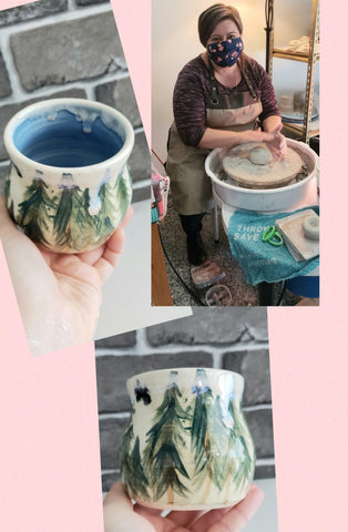 Making a cup on the pottery wheel