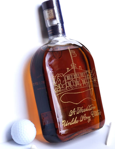 VIP event gift ideas and experiential marketing for sports and entertainment engraved Woodford Reserve with the Augusta National clubhouse