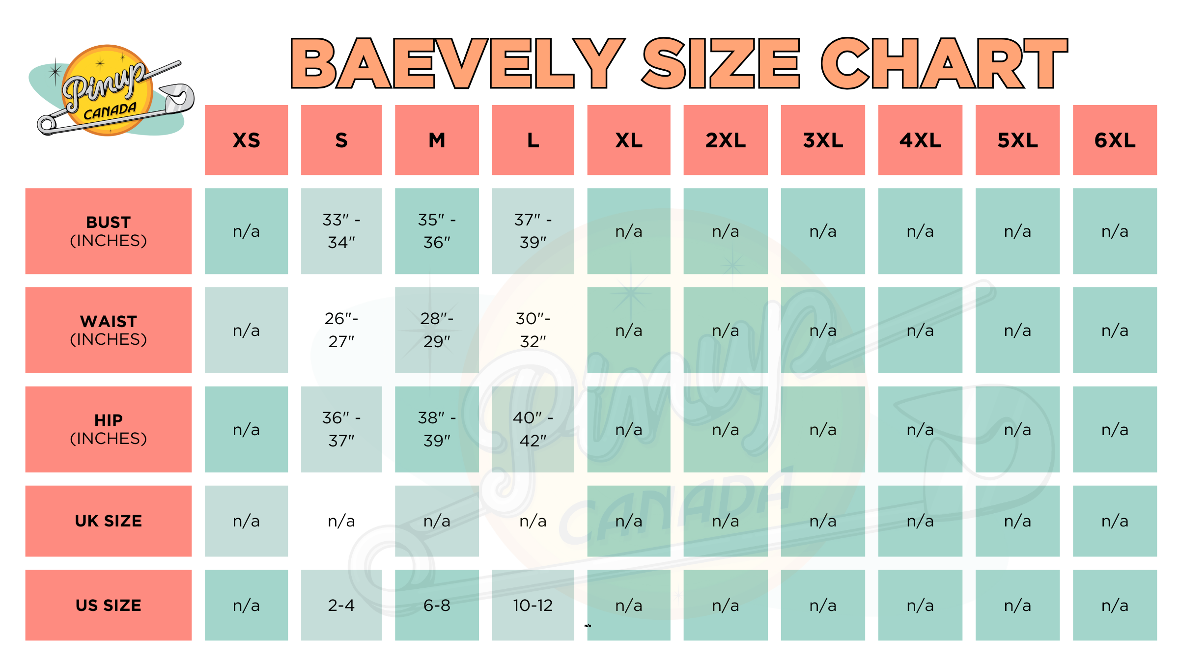 Baevely Size Chart