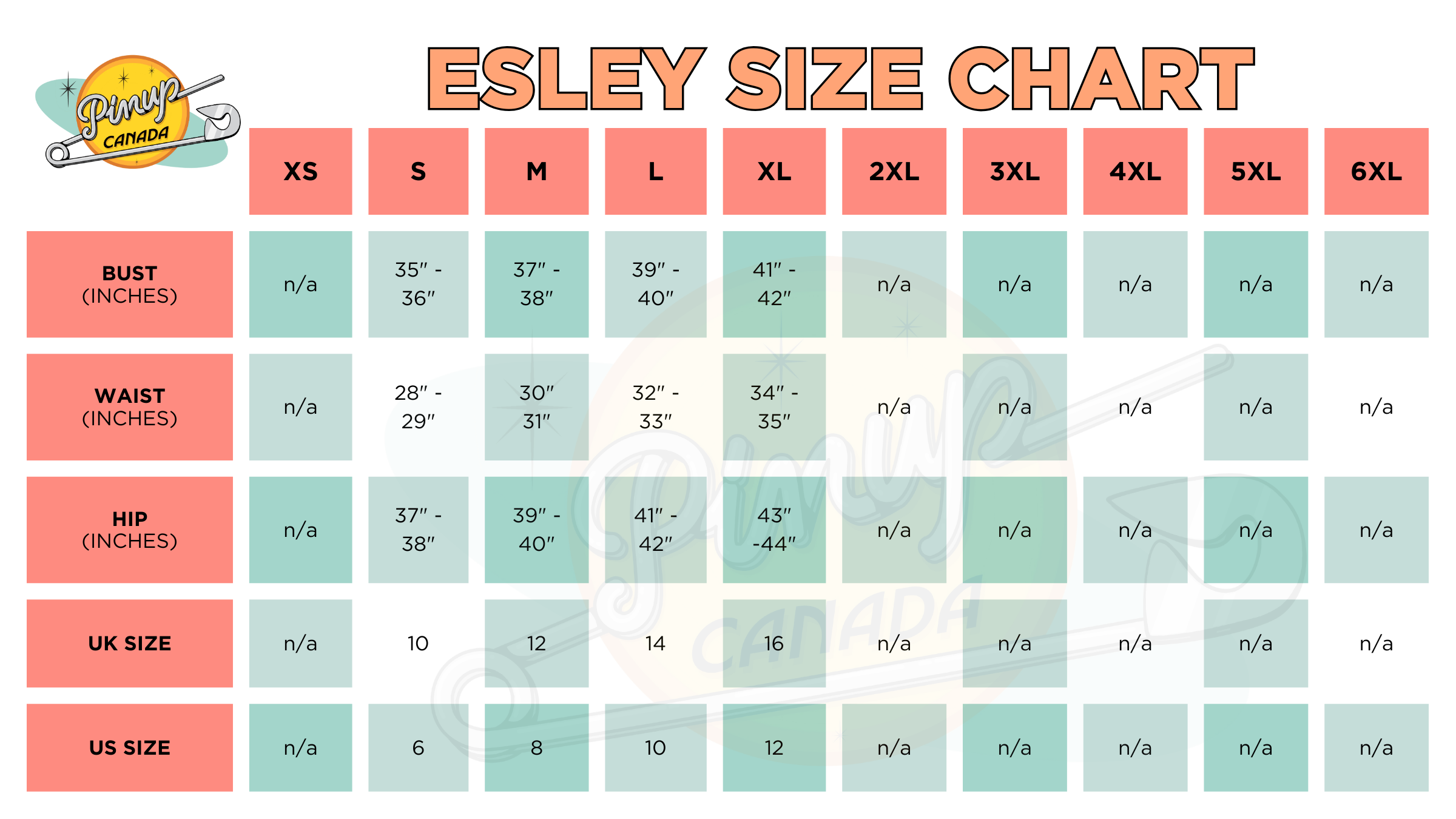 Esley Size Chart
