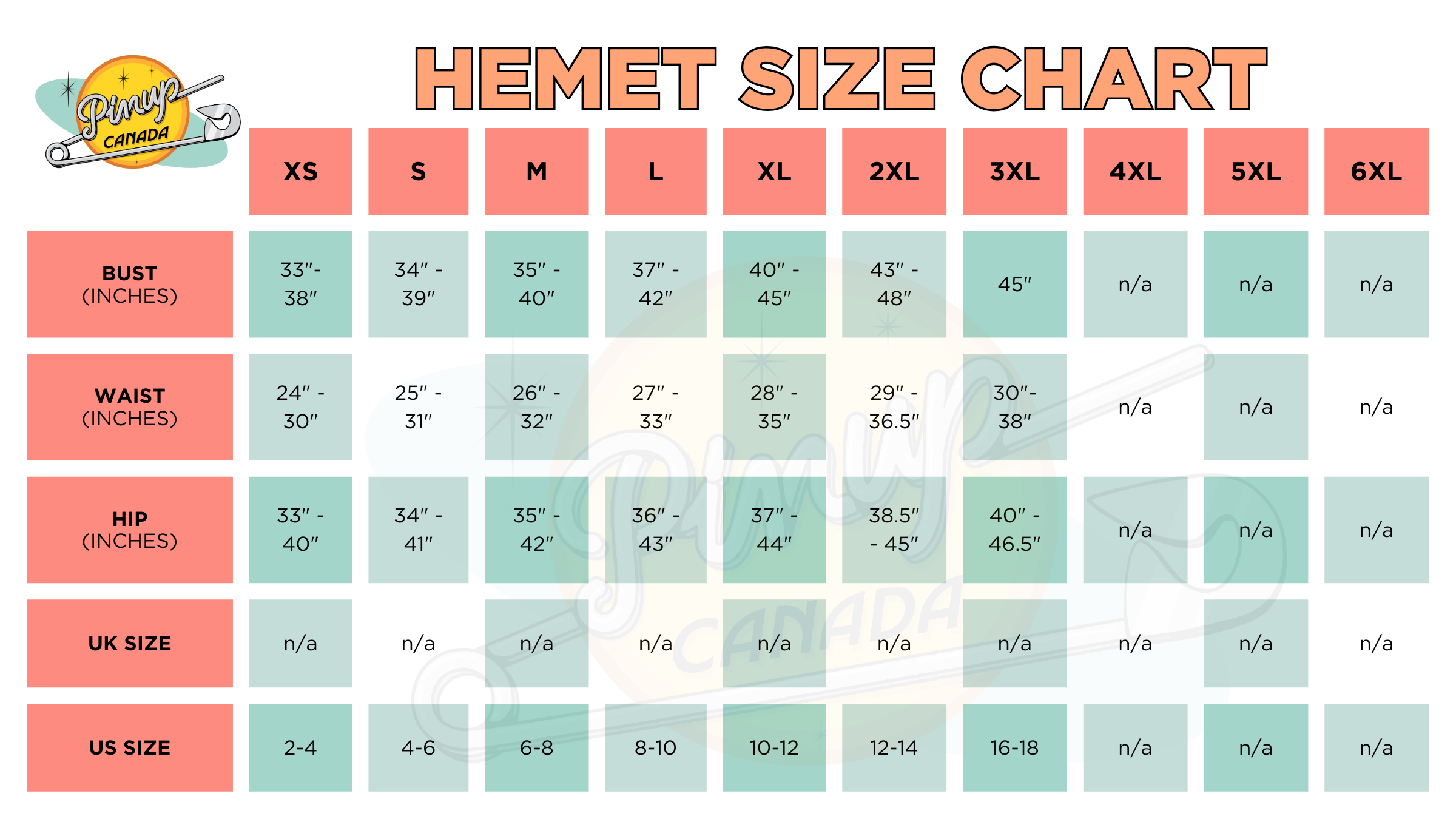 Hemet Size Chart