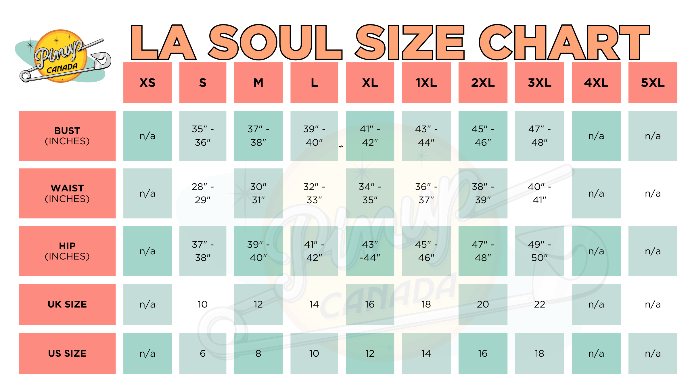 LA Soul Size Chart